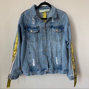 Off-White Jean Jacket With Zip Up Sleeves Size M